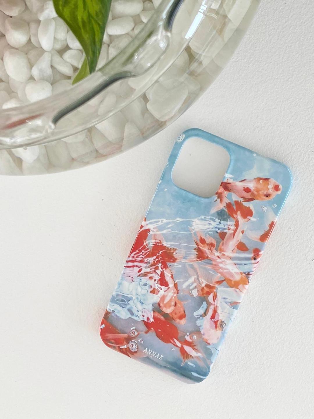 안낙 금붕어 잉어 물고기 폰케이스 하드케이스 여름 바다케이스 빈티지 오리엔탈 오렌지 아이폰 갤럭시 LG 케이스 [swimming tangerine koi goldfish hard cas