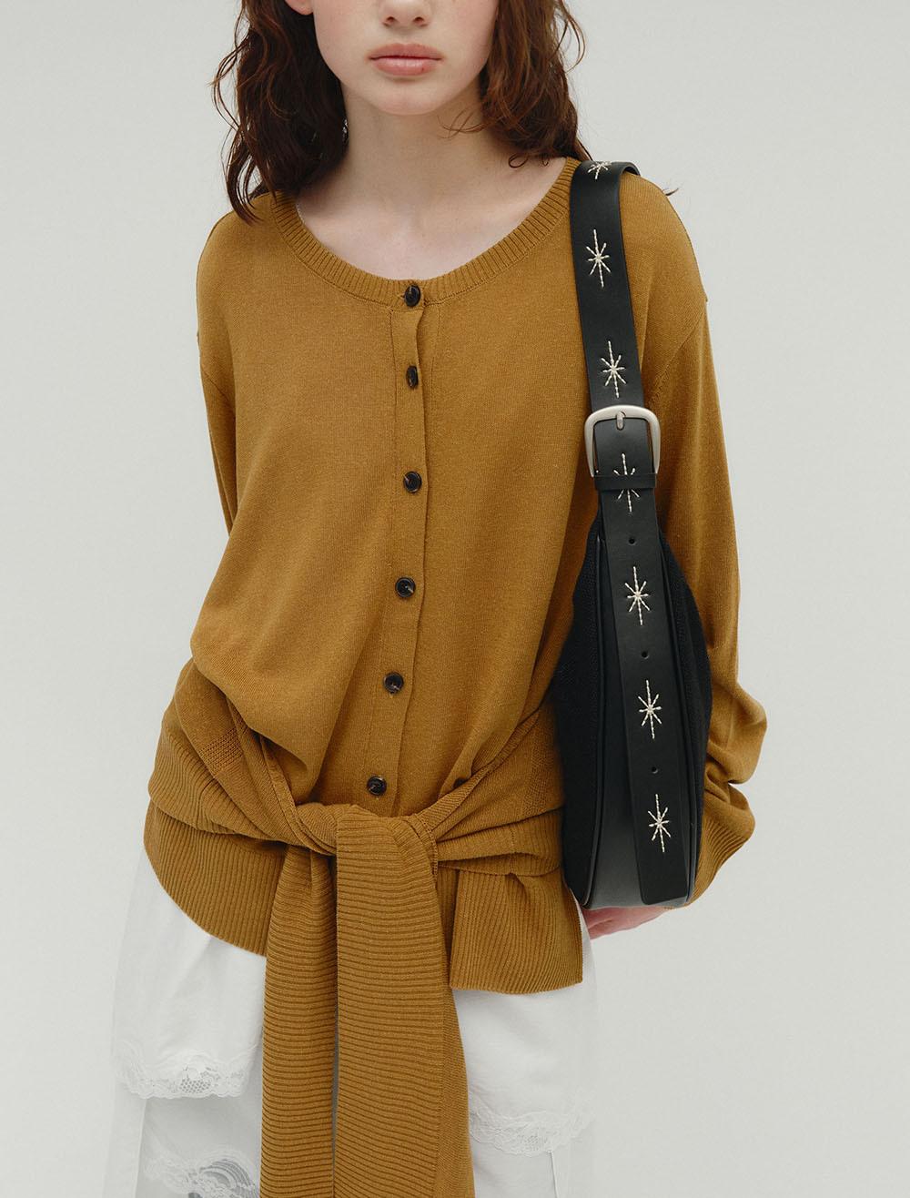 BOHEMIAN STITCH TOTE RATTAN BAG [BLACK]