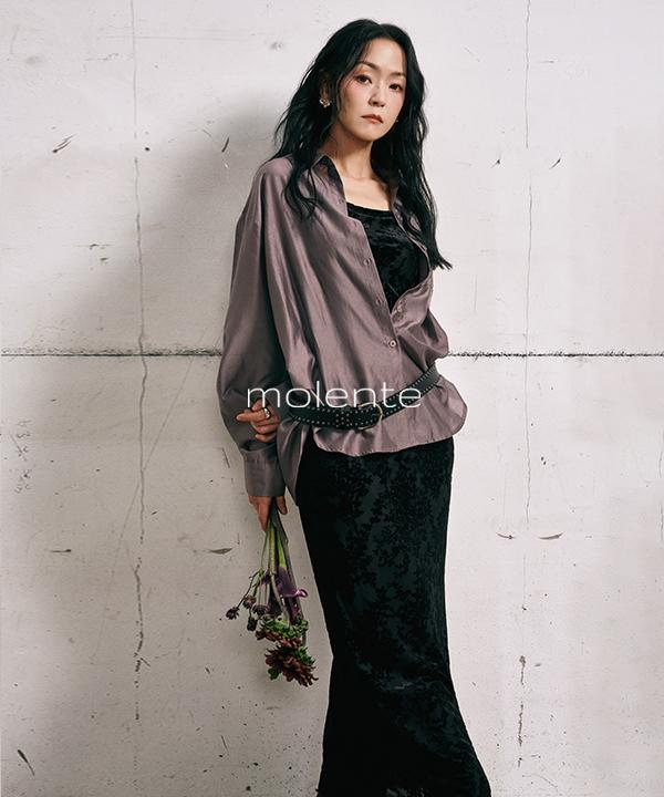 모렌트 [mlt] 레스토 시스루 벨벳 레이스밴딩 롱 스커트