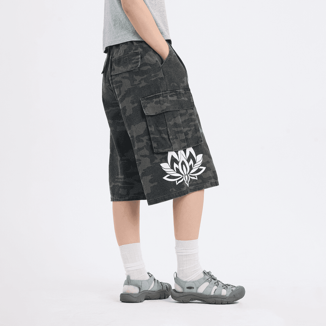 연꽃 카모 밀리터리 버뮤다팬츠 남녀공용