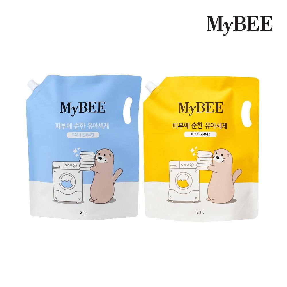 ★향기세탁 세트 특가전★ 마이비 피부에순한 유아 세탁세제/유연제 리필형 2100ml