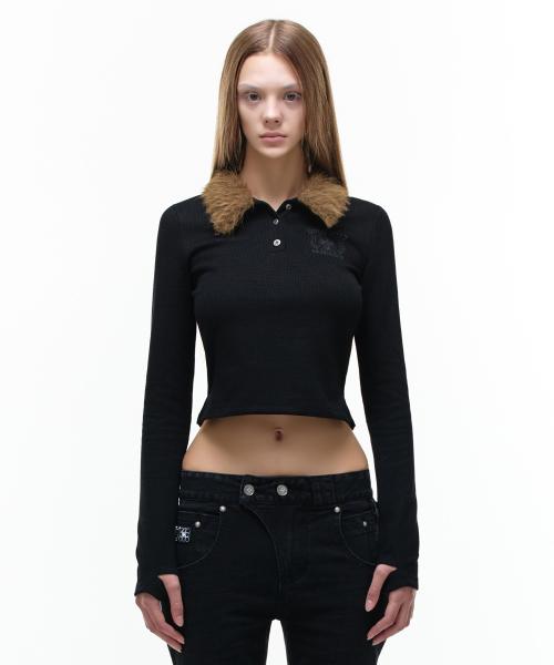 Op. 07 FAUX BLAIR COLLAR LONG SLEEVE BLACK