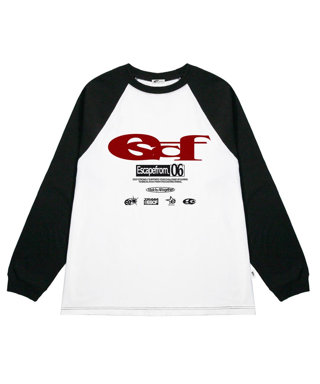 [6/27예약발송_M사이즈]레드 ESCF 로고 콜라주 프린트 롱슬리브 블랙