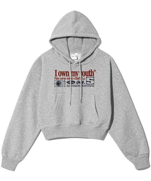 Own Youth 우먼 세미 크롭 후드