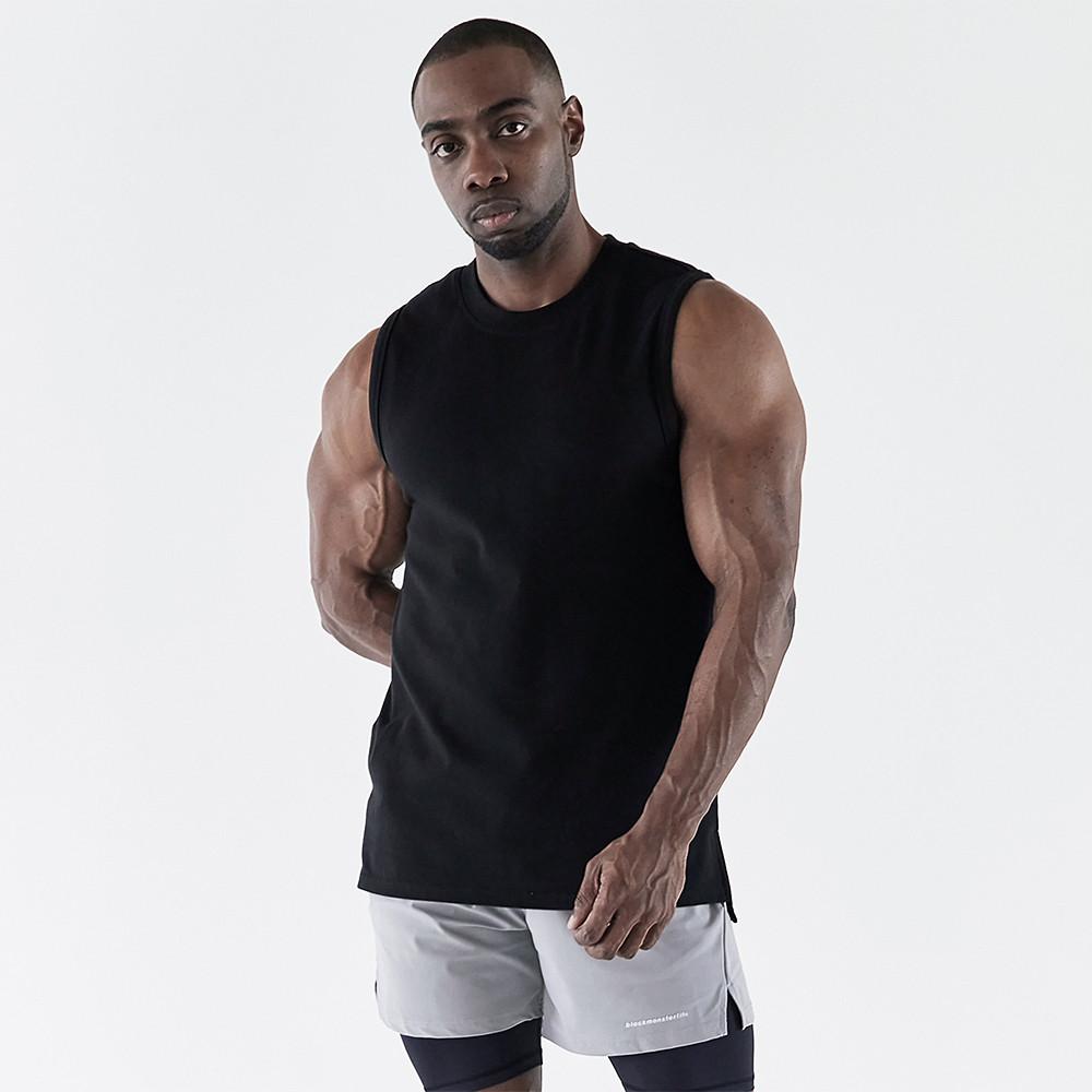 코튼폴리 기능성 머슬핏 쿨 나시 무지 운동 헬스복 짐웨어