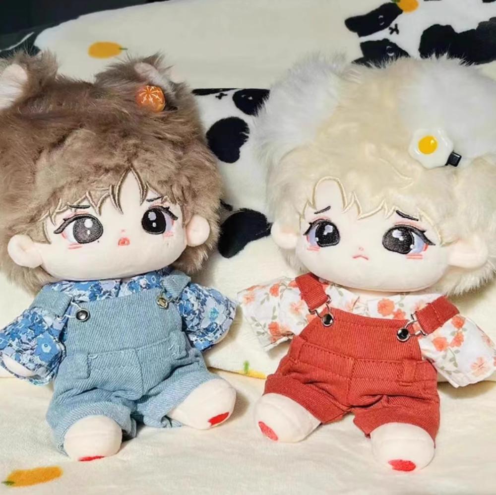 국내)20cm 꽃무늬 셔츠 멜빵 인형옷 솜인형옷장 랄라솜