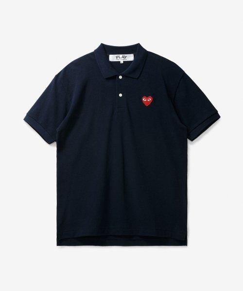 남성 레드 하트 와펜 반소매 폴로 셔츠 - 네이비 / P1T0062 (AZT0060512)