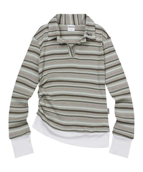 레이어드 스트라이프 카라티 그린