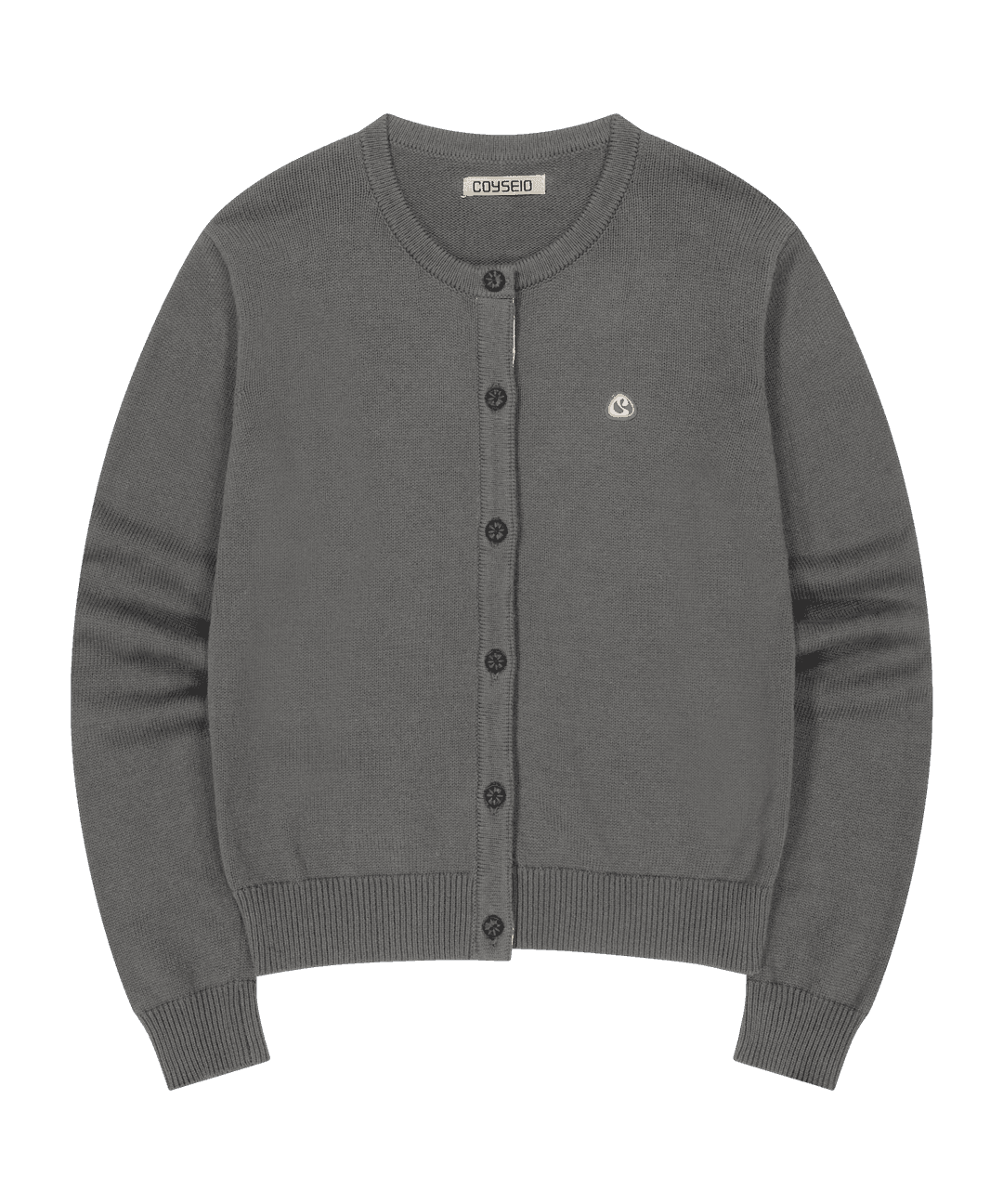 FLOWER PLACKET CARDIGAN GREY