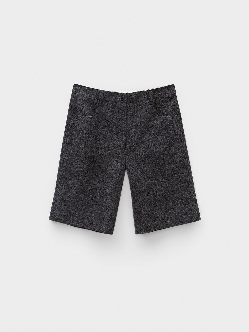 Flared Bermuda Pants_Melange Grey