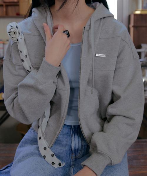 SEMI CROPPED ZIP UP HOODIE - 4 colors