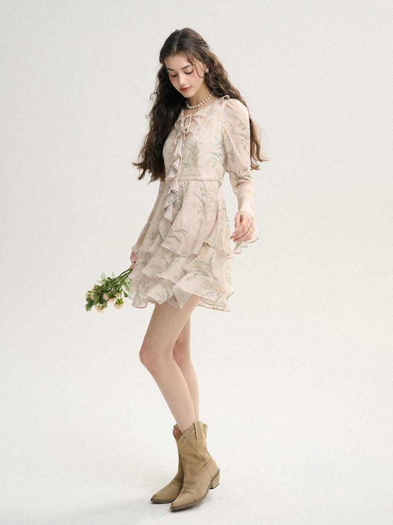 가든 러플 미니원피스