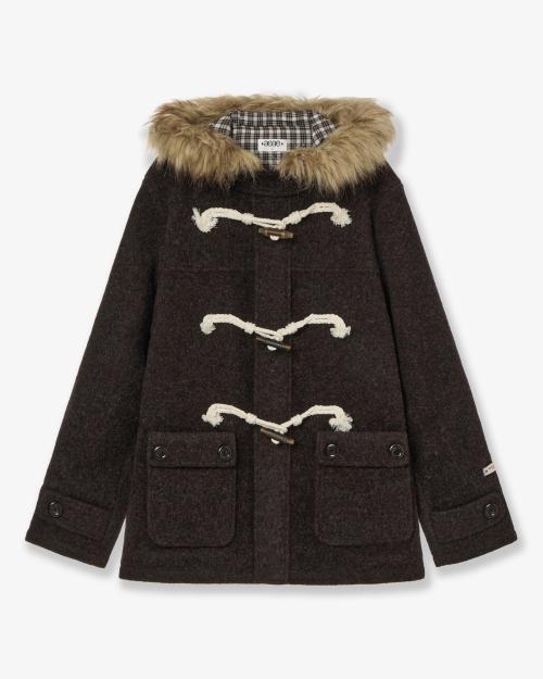 FUR HOOD DUFFLE COAT [DARK BROWN]
