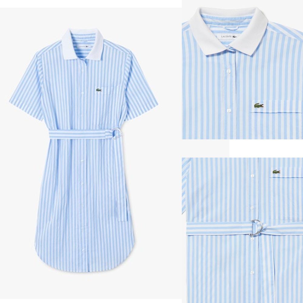 라코스테 원피스 루즈 핏 벨트스트라이프 코트 셔츠원피스 EF0236L