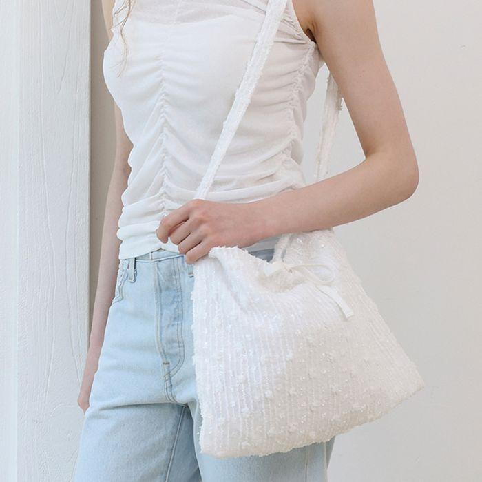 Lace Flower Shoulder&Cross Bag_White