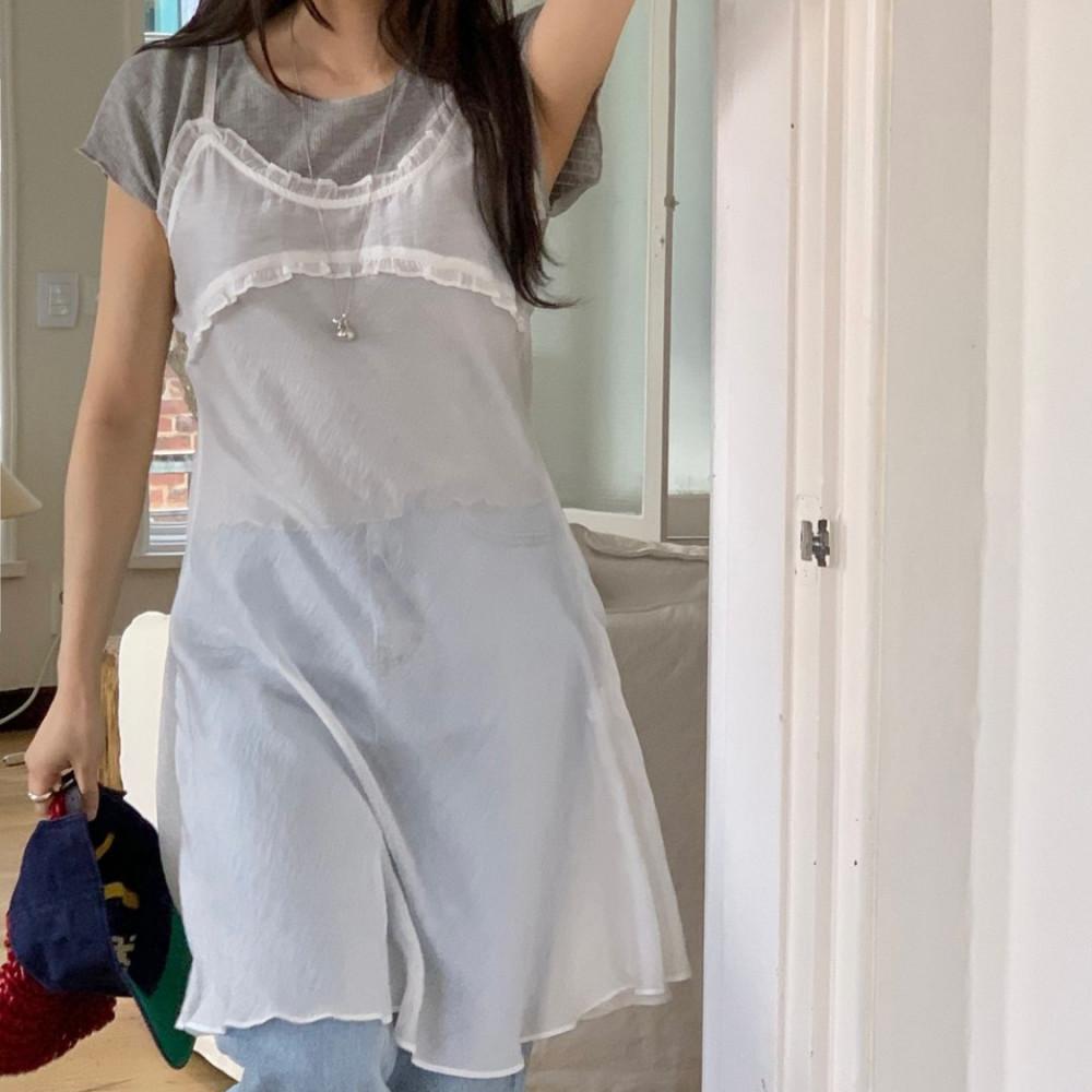 (민트당일) 미엘 miel 레이어드 시스루 바네사 미니 원피스