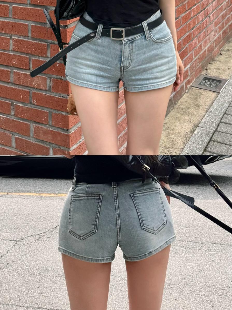 골반볼륨업 로우웨스트 연중청 숏팬츠_골반뽕 청바지