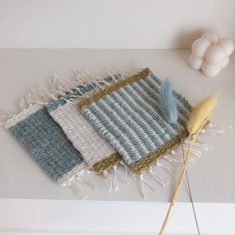 Vintage mint weaving coaster 티코스터 위빙 감성소품, 아트브리즈