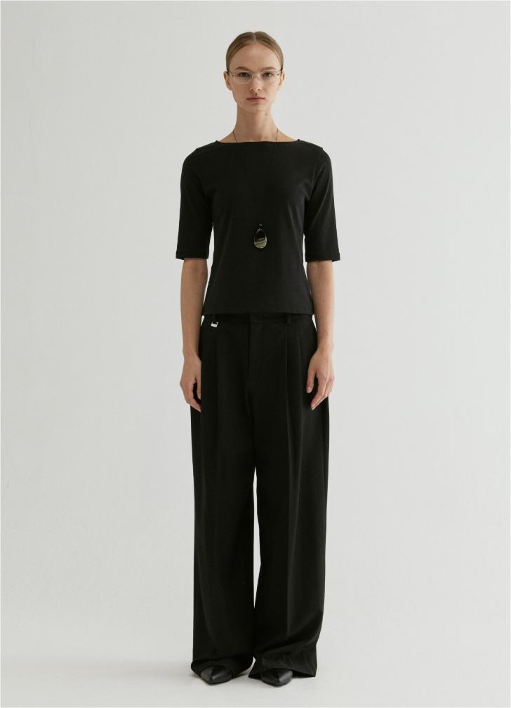 Wide Tuck Tailored Pants Black