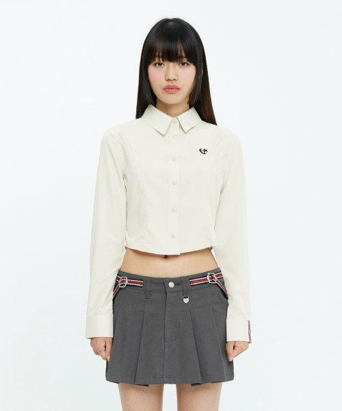 [타게토X로맨틱크라운]슬림 크롭 셔츠_베이지