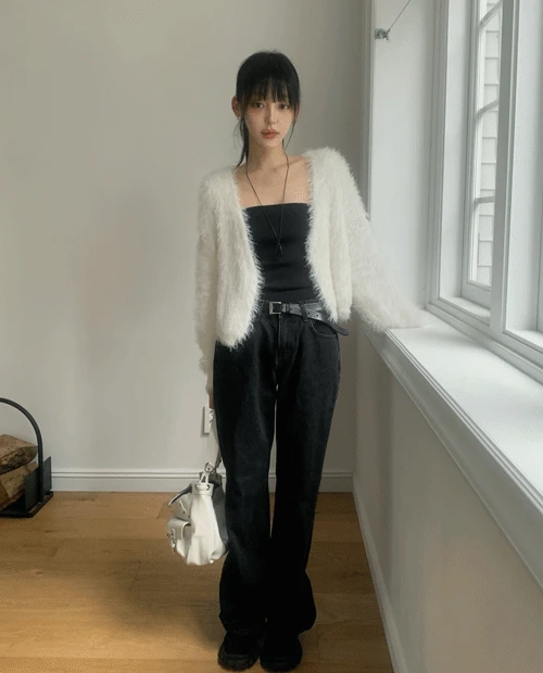 해피니스 블랙 데님 팬츠