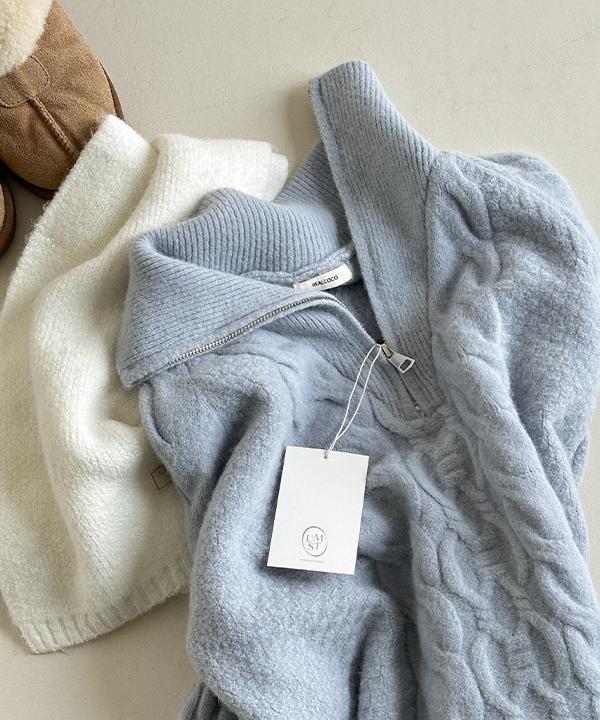 리얼코코 [단독] [3만장돌파🏆/made] 토토 꽈배기 반집업 니트