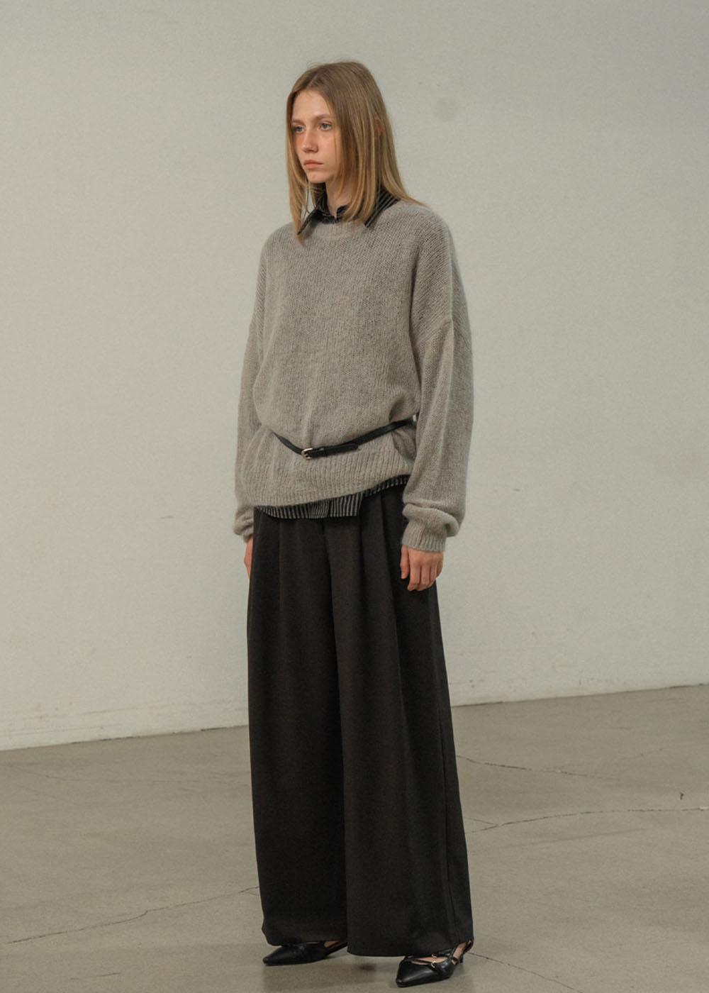 Mohair Wool Round Knit (Light grey)