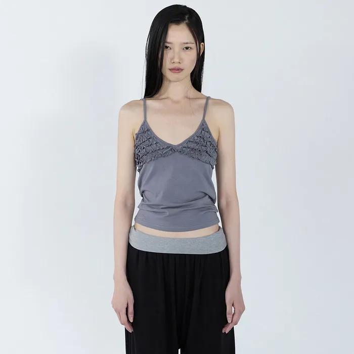 Frill Bustier Sleeveless _ Charcoal