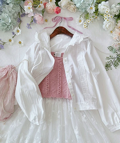 양레 화이트 후드 자켓 블라우스