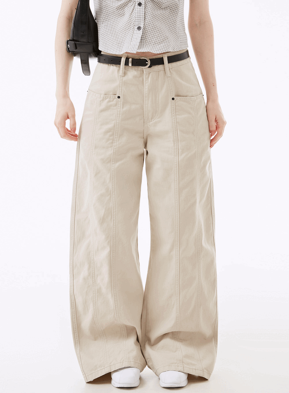 네비 르슈 썸머 절개 와이드 코튼팬츠