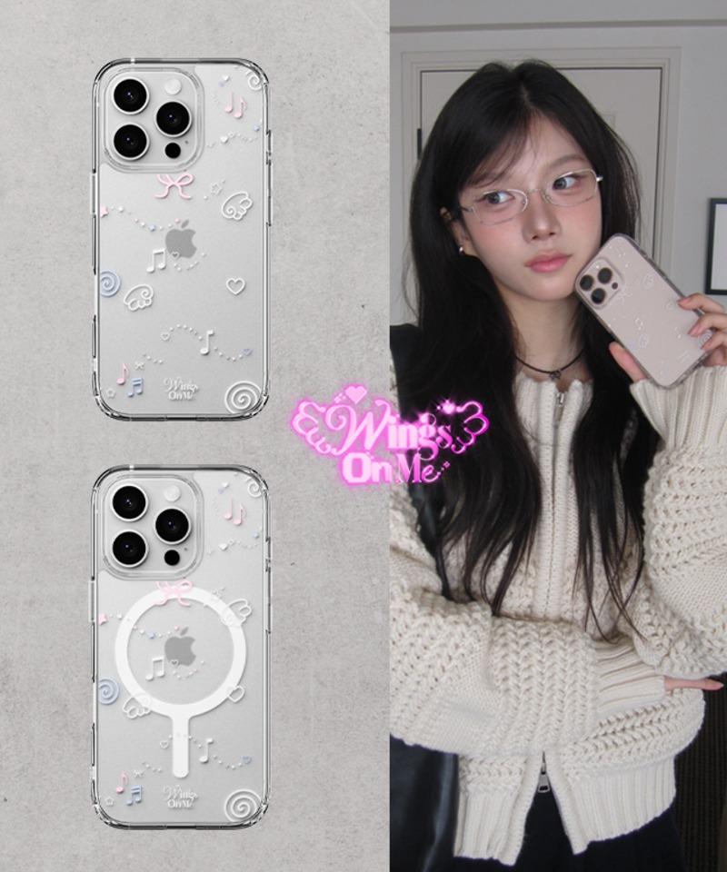 [신지모루X모디무드💞] 멜로디스타🎶아이폰 갤럭시 맥세이프 / 일반 폰케이스🤳🏻폰꾸 젤 하드 핸드폰 투명 디자인 케이스