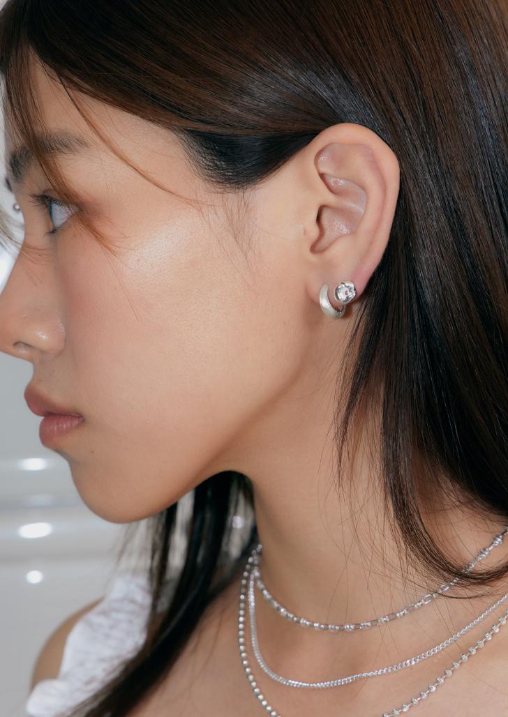 glitter round earring