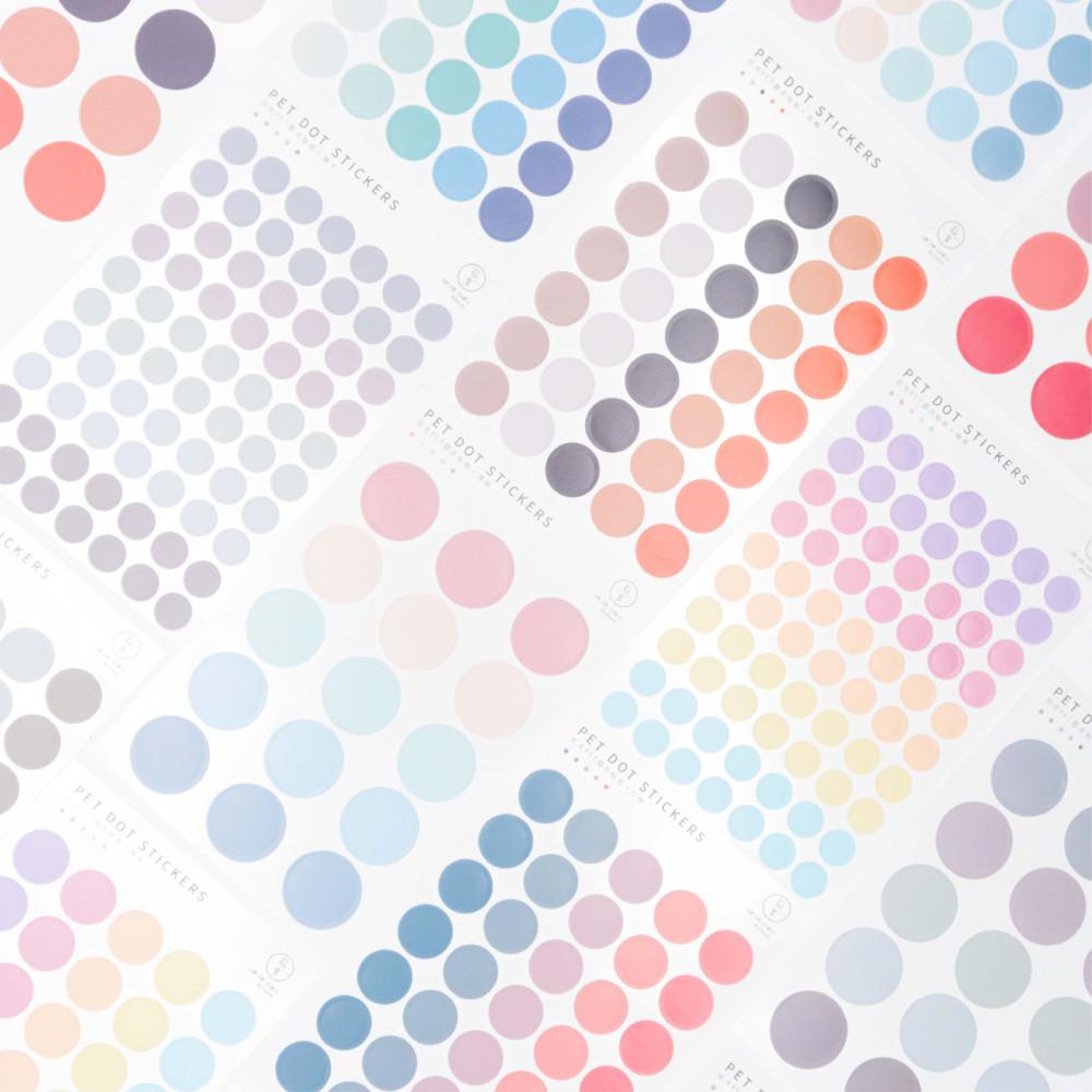 PET 도트 스티커 6개 세트 인쇄소 캐릭터 도무송 반투명 다꾸 판 감성 다이어리 꾸미기