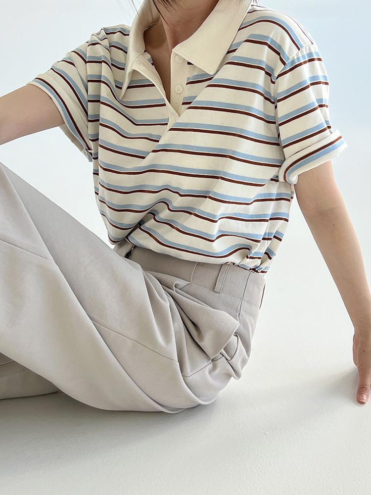 세레나 pk 스트라이프 카라티 / Wruf 피케이티 카라티셔츠 반팔