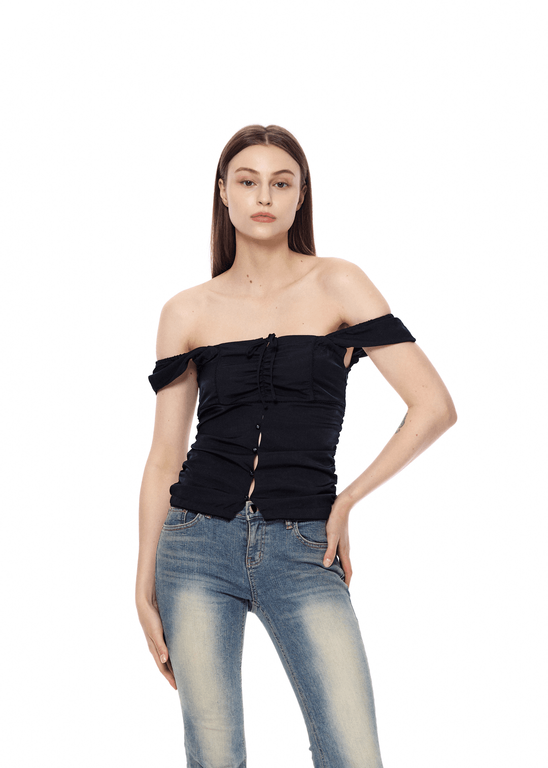 YOUR SHIRRING BLOUSE [BLACK]