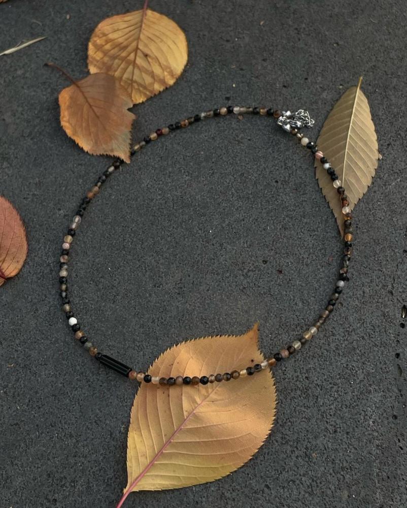 [Autumn Stones] 블랙 레이어드 비즈 목걸이