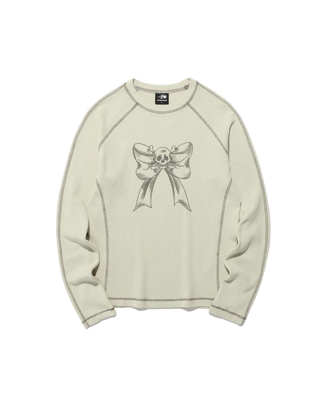 skull ribbon waffle l/s tee[ivory]