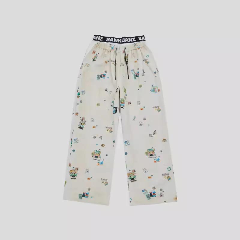 STICKERS GRAFFITI PRINT WAISTBAND BAGGY SWEATPANTS