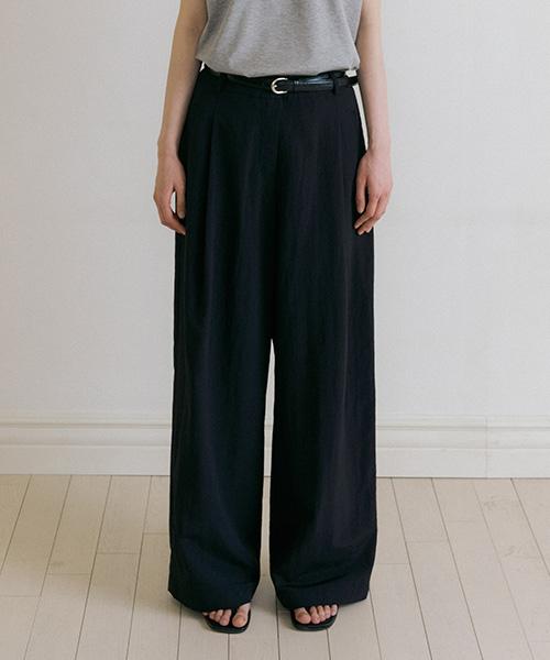 summer cooling pintuck slacks-black