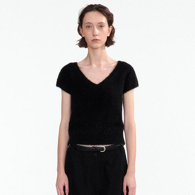 Sienna v-neck short sleeve knit (Black)