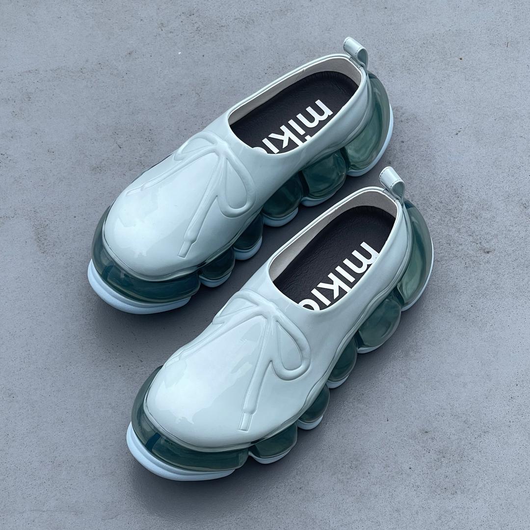 NEW JEWELRY EMBOSS SABO / GRAY / リボンシューズ - GRAY / 35(21cm)