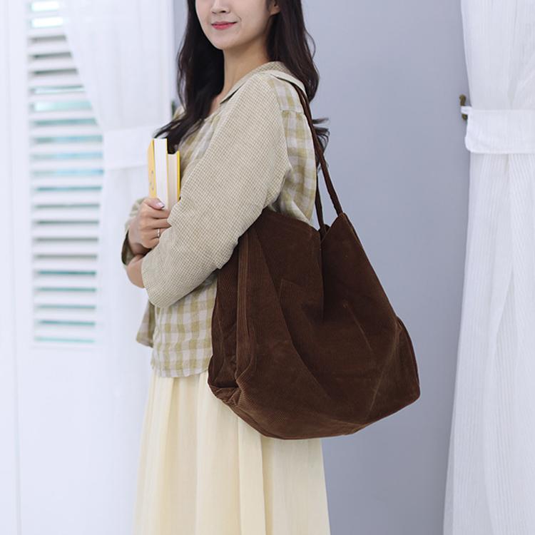 [국내제작] 코듀로이 로프 빅 쇼퍼 대학생 에코백 (3color)