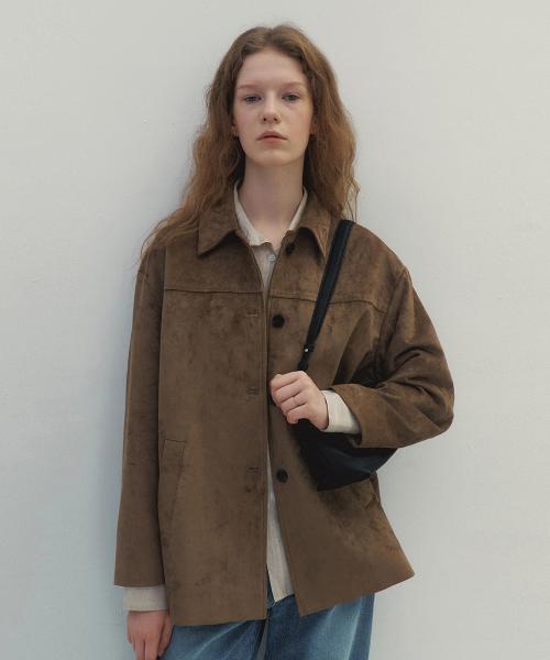 모던 스웨이드 하프 자켓 (브라운)