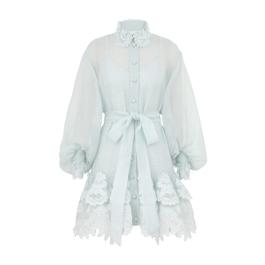 Crush Tiered Lace Shirt Dress