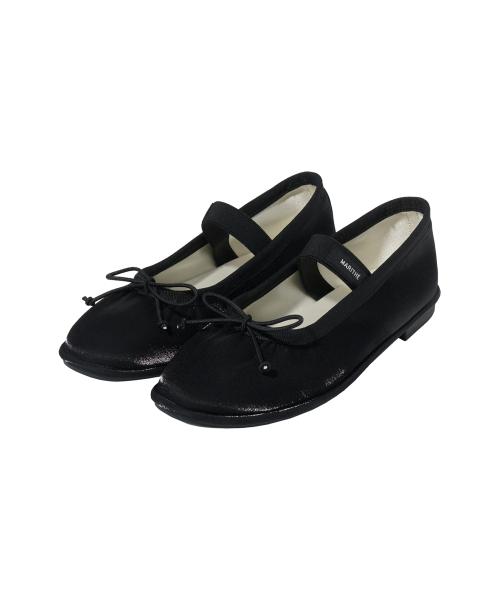 W BANDING RIBBON FLAT SHOES black