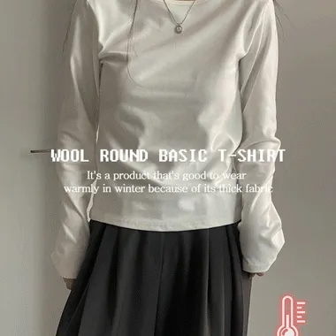 [1+1/양기모/비침없는] 소프트 라운드 기모 여리핏 기본 이너 티셔츠