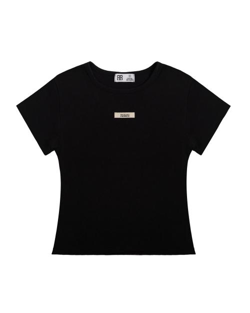 Beige Label Top - Black