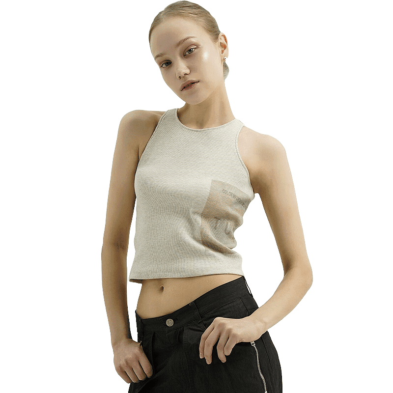 [TUDE] GRAPHIC PRINTING SLEEVELESS OATMEAL