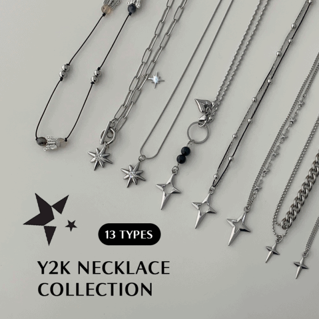 [국내제작/써지컬13종] y2k 스타 별 하트 체인 원석 써지컬스틸 목걸이 모음