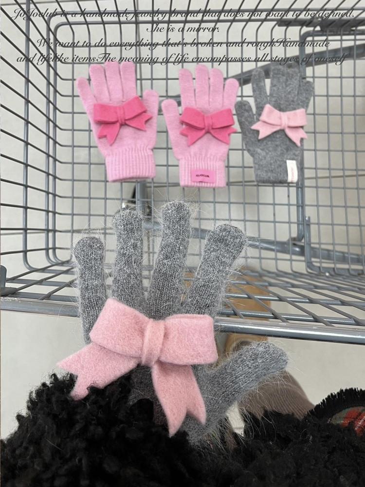 수심 Ribbon Gloves / Earmuffs(5 color) 리본 이어머프 장갑 목도리